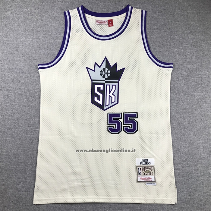 Maglia Sacramento Kings Jason Williams #55 Mitchell & Ness Chainstitch Crema